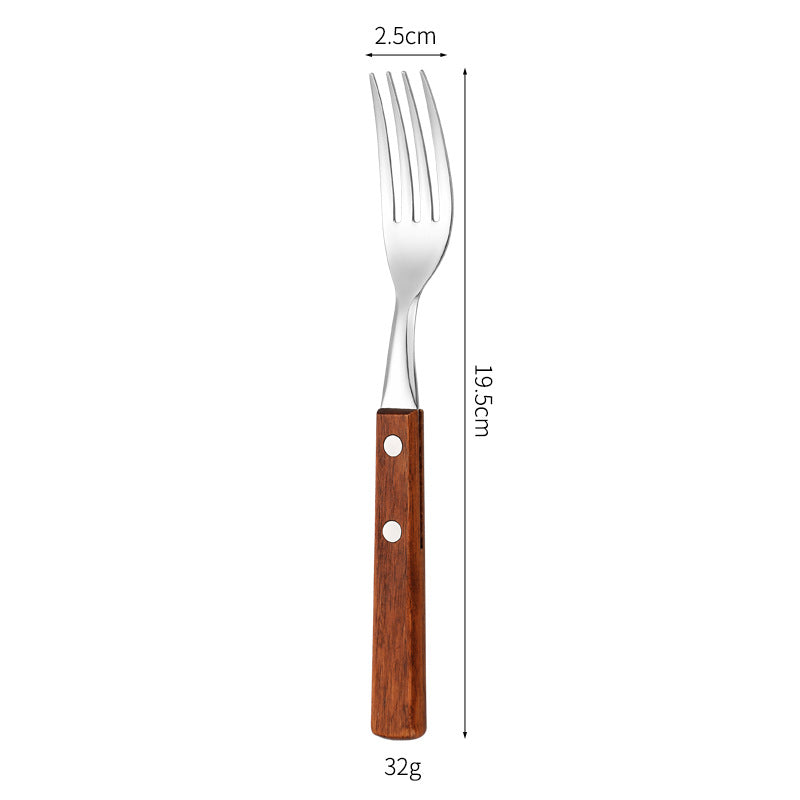 Dessert spoon with ergonomic wooden handle Stornfield