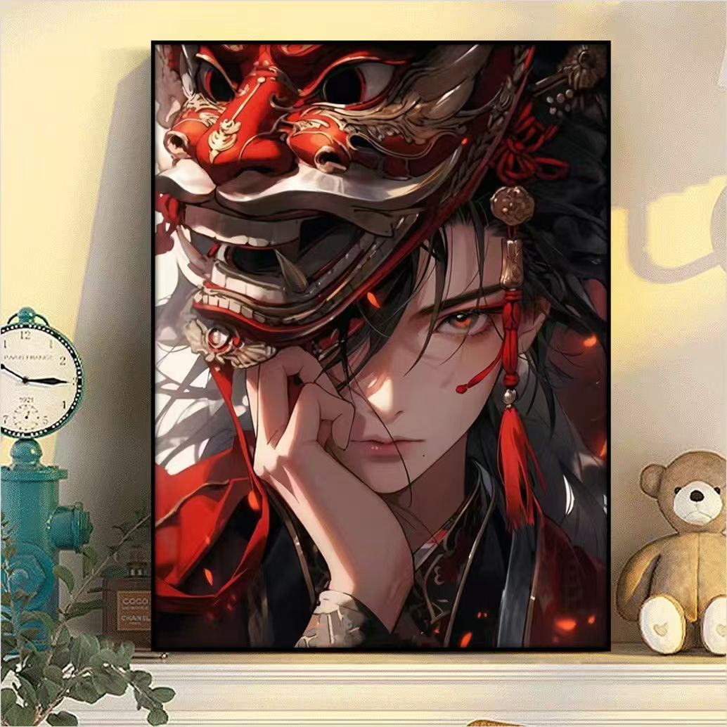 Dramatic Fantasy Mask Illustration Canvas Art Stornfield