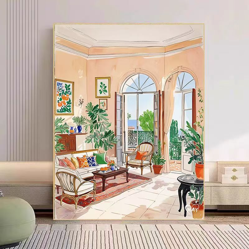 Cozy Living Room Watercolor Art Print Stornfield
