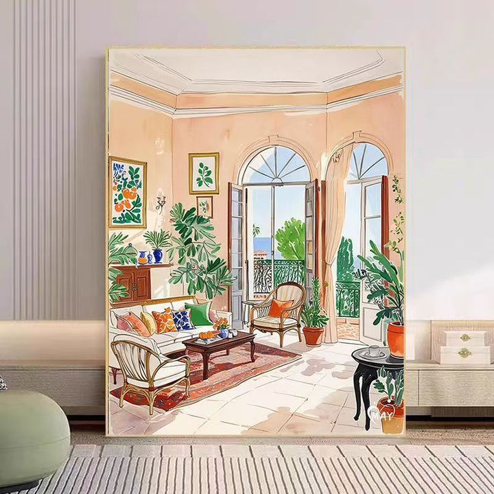 Cozy Living Room Watercolor Art Print Stornfield