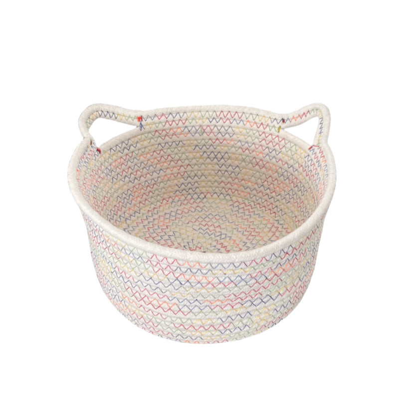 Women's Round Woven Storage Basket with Practical Handles Stornfield