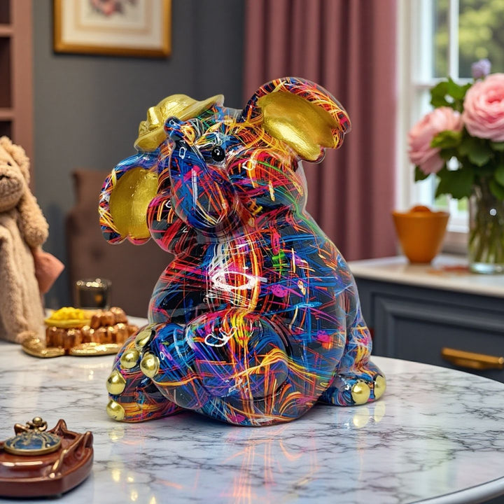 Artistic elephant figure with football motif Stornfield