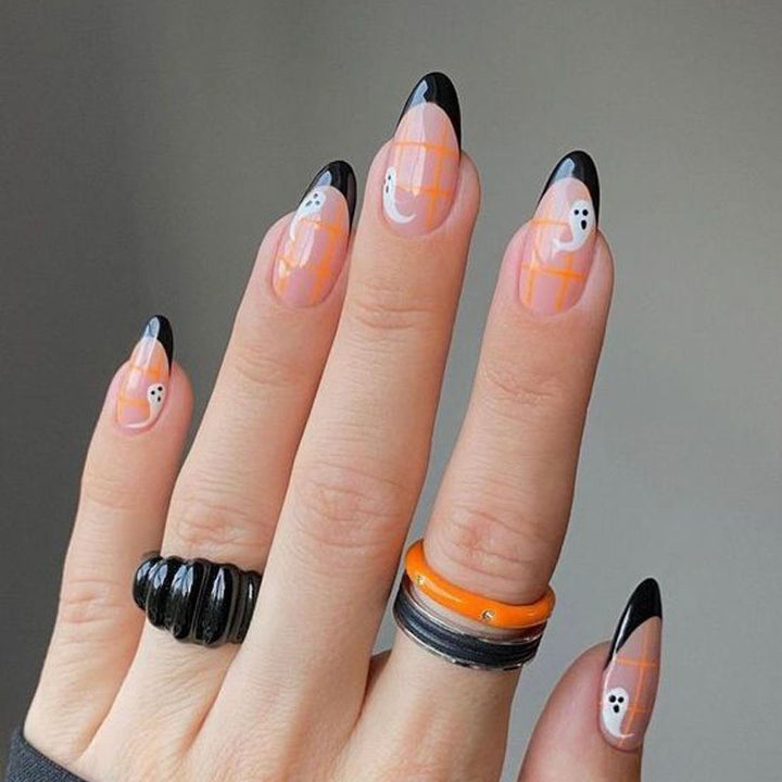 Artful Ghost-Themed Press-On Nails Stornfield