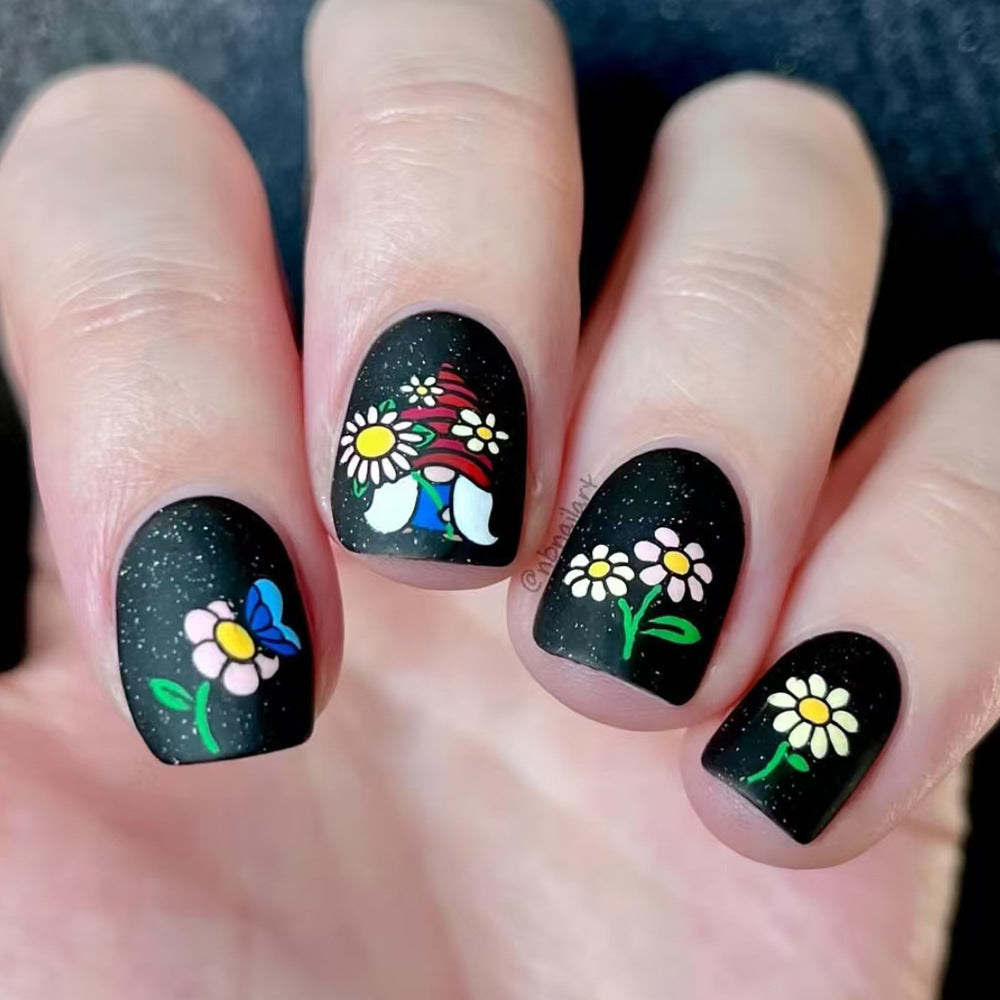 Artistic Floral-Themed Press-On Nail Art Stornfield