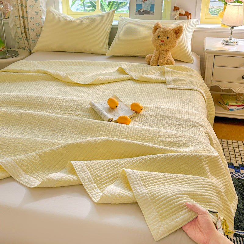 Quilted Tencel-Blend Lightweight Bedspread Set with Waffle Grid and Pillow Shams
