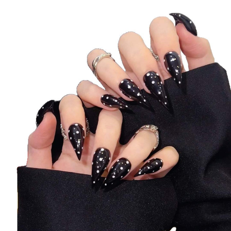 Spiked Stiletto Press-On Nail Set with Gem Accents