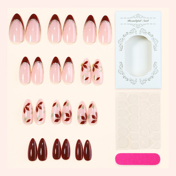 Artificial nail set with elegant flower and color gradient Stornfield