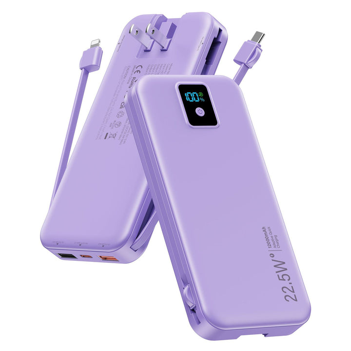 Power bank with digital LCD display and integrated charger Stornfield
