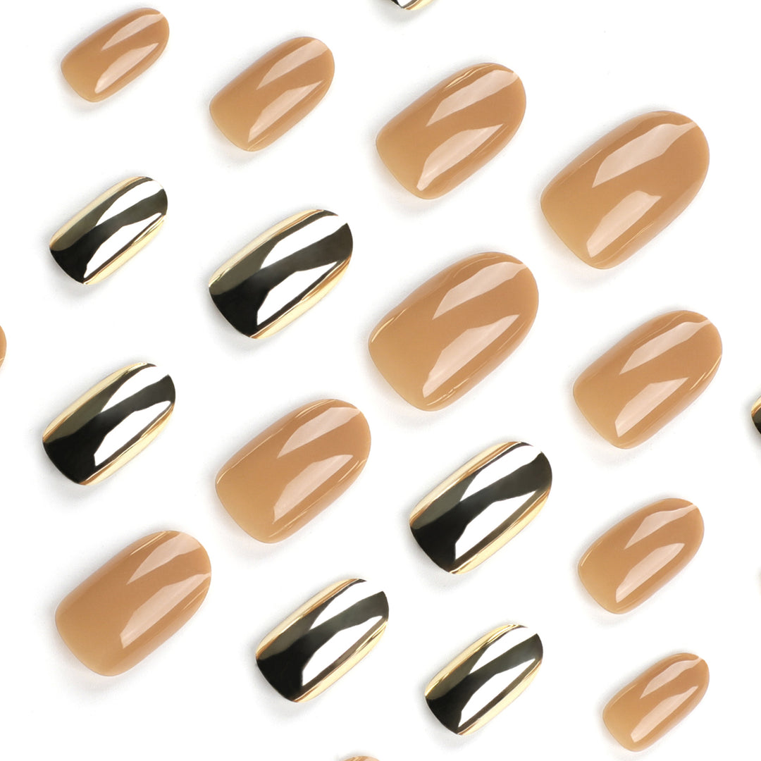 Luxurious artificial nails with metallic shiny accent Stornfield