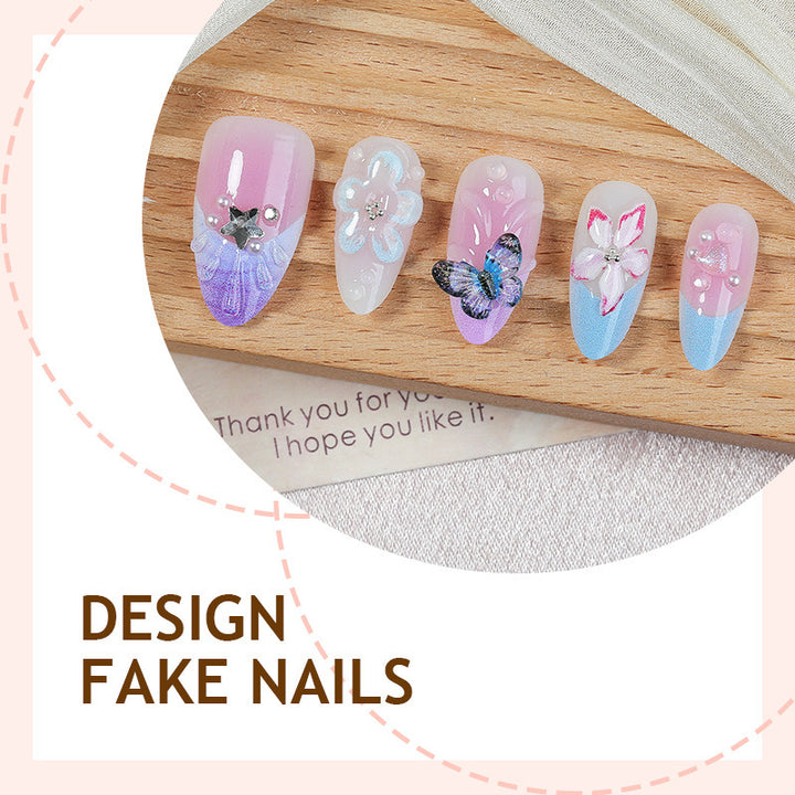 Creative nail art set with floral and butterfly motifs Stornfield