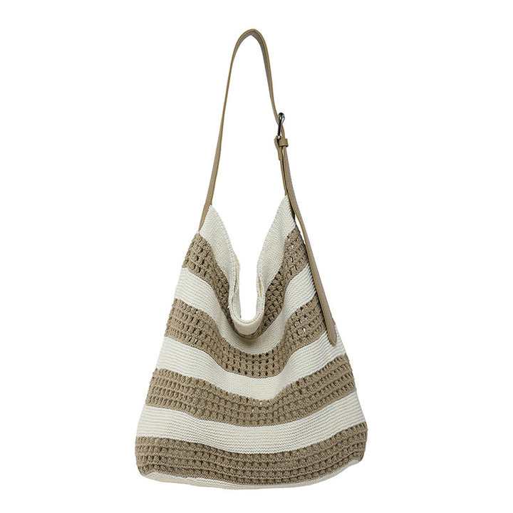 Striped Woven Slouchy Tote