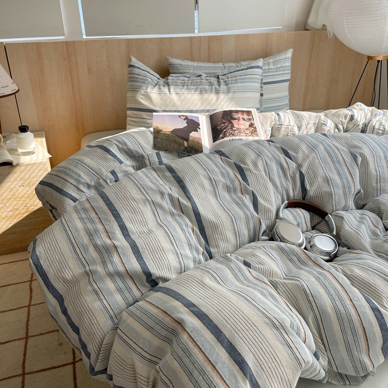 Striped Cotton Duvet Cover Set