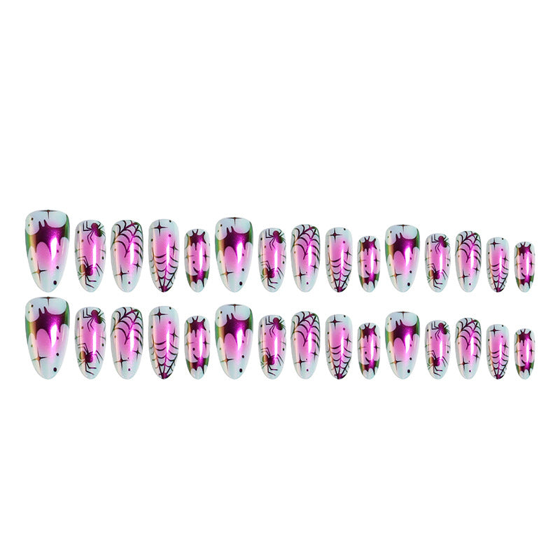 Creative nail art set with creepy spider design and colorful pattern Stornfield