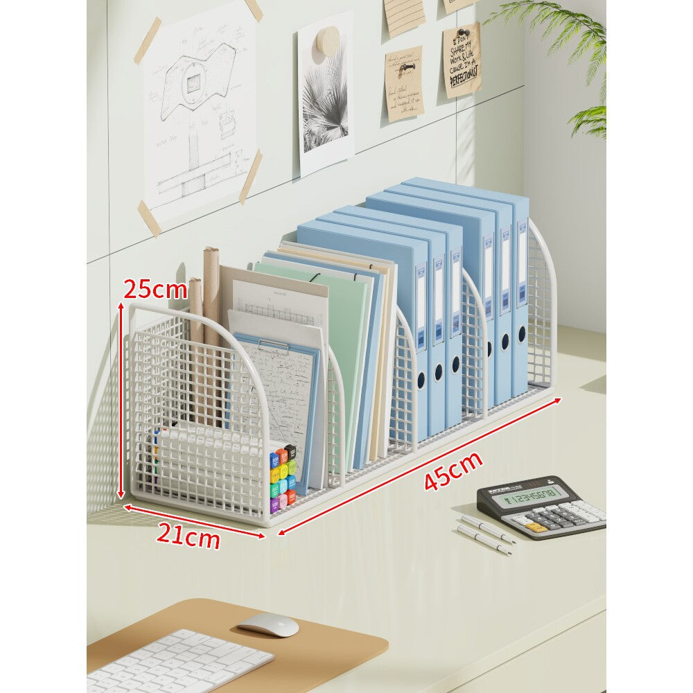 Multi-Tier Angled Metal Mesh Desktop File and Folder Organizer
