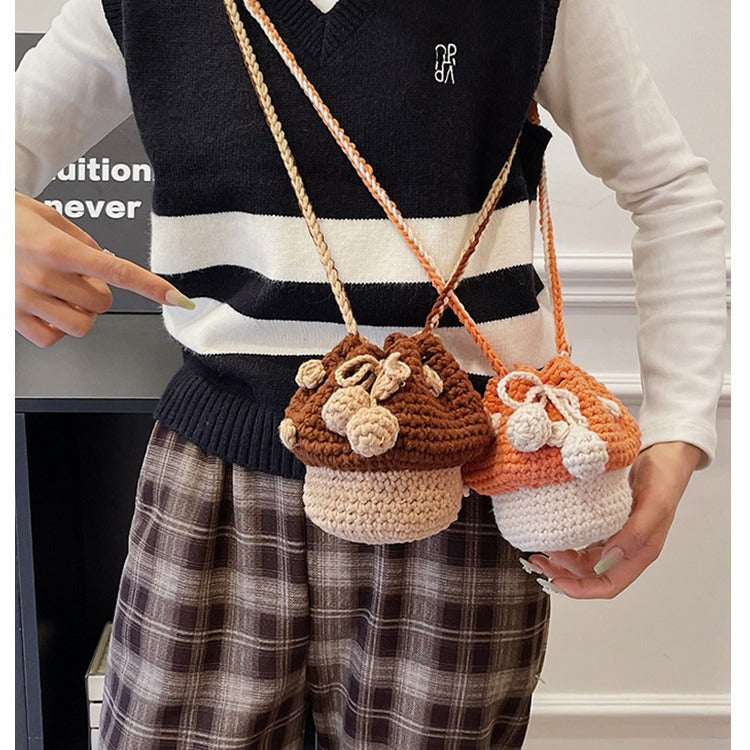 Cute Crochet Acorn-Themed Mini Backpack