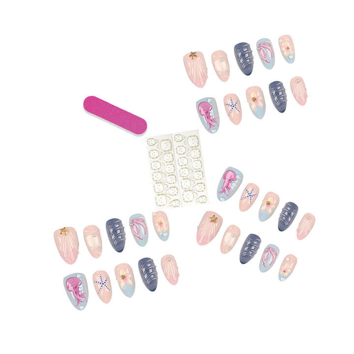 Ocean-Inspired Artistic Press-On Nail Set