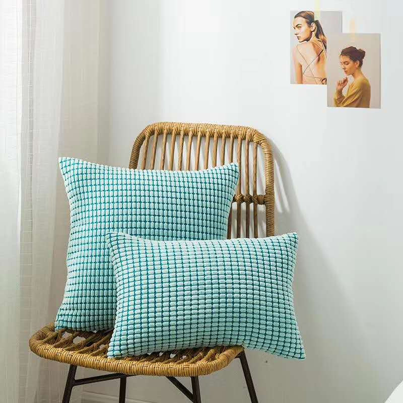 Textured Waffle-Weave Cotton Lumbar and Square Pillow Covers Set
