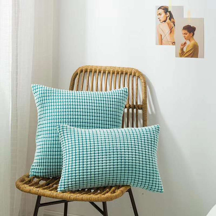 Textured Waffle-Weave Cotton Lumbar and Square Pillow Covers Set