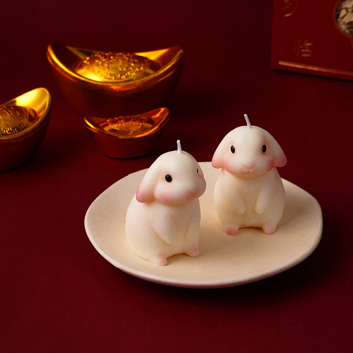 Hand-Poured Bunny-Shaped Decorative Soy Candle with Gift Box