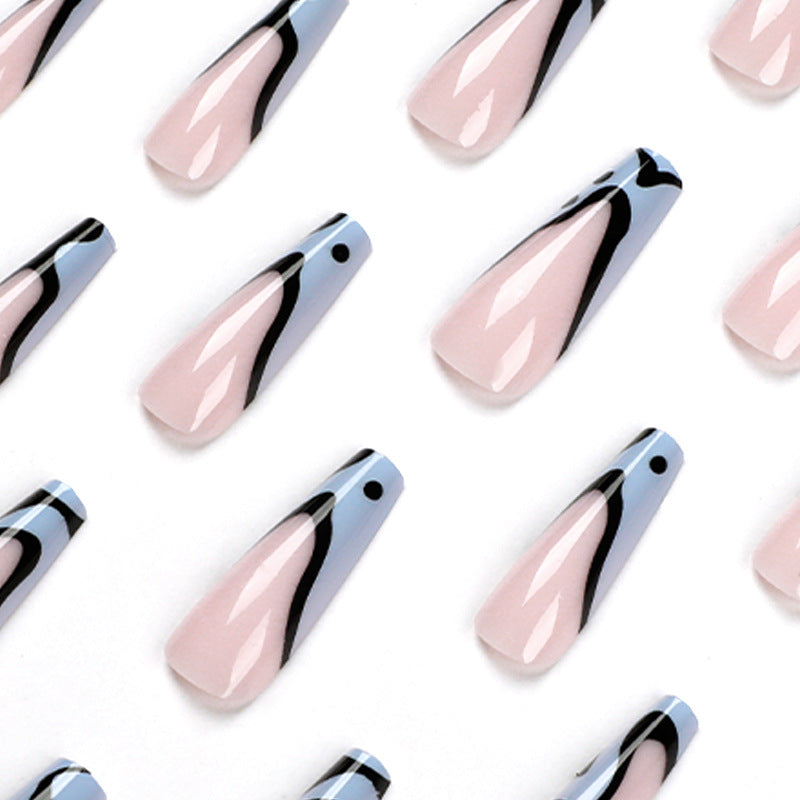 Artful Nail Extensions with Abstract Wave Pattern Stornfield