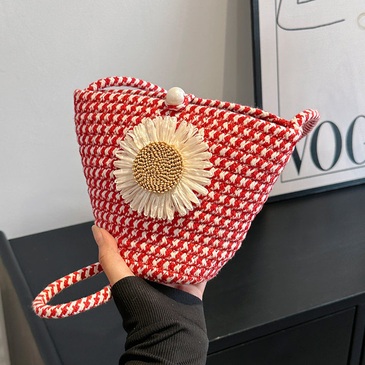 Floral Accent Handcrafted Shoulder Bag