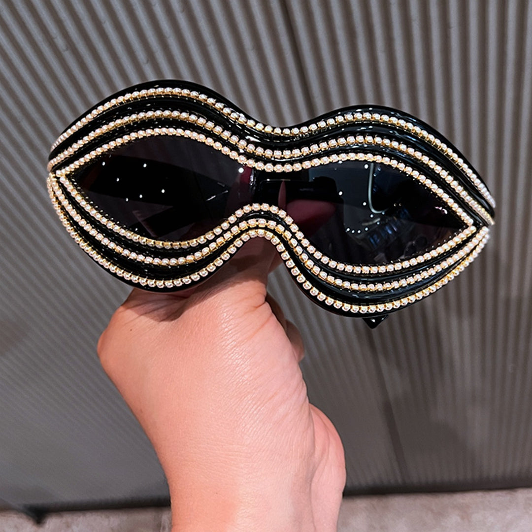 Ladies Glamorous Wave Sunglasses with Sparkling Crystal Applications Stornfield