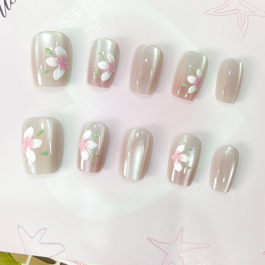 High-quality artificial nails with floral decorations Stornfield