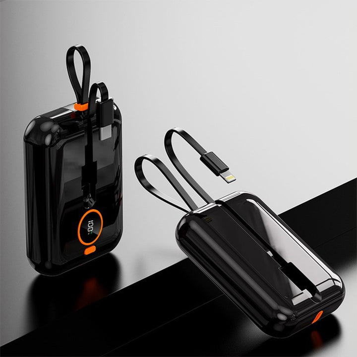 Portable Mini Power Bank with Integrated Charging Cable and Digital Display Stornfield