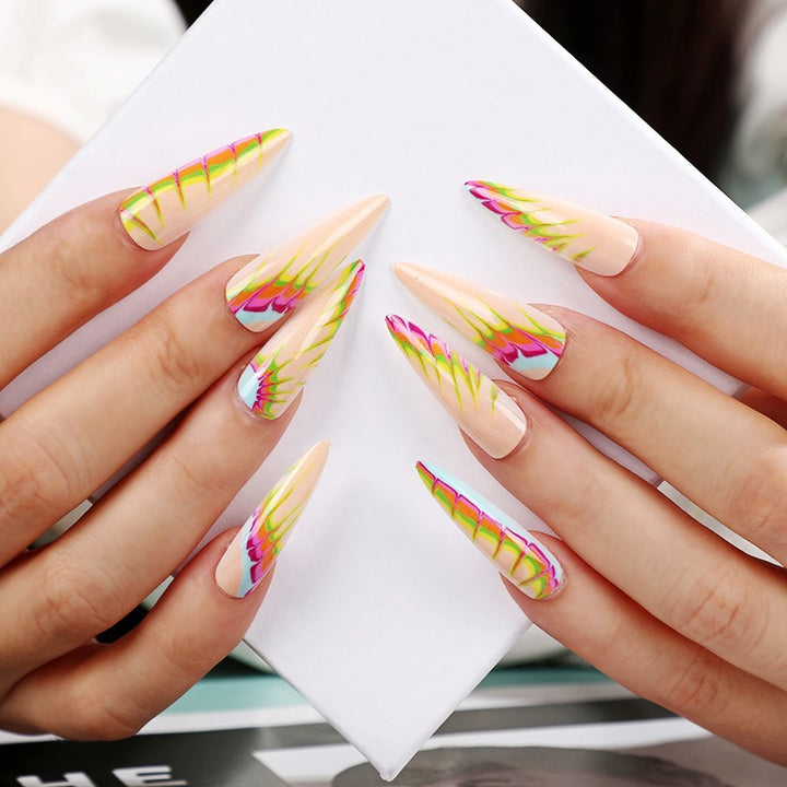 Creative artificial nails with modern wave pattern Stornfield