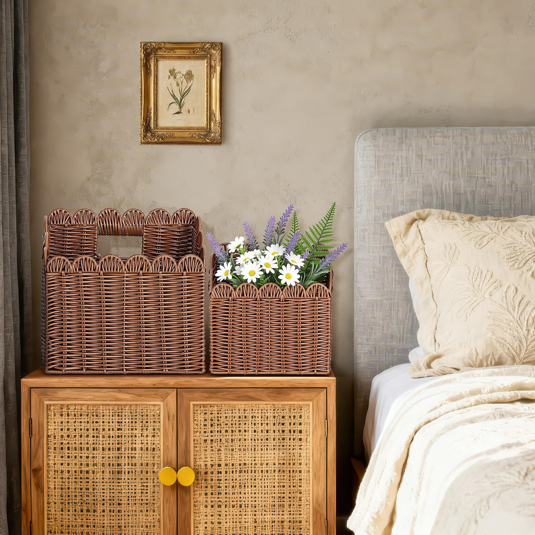 Handcrafted storage basket with curved edge Stornfield
