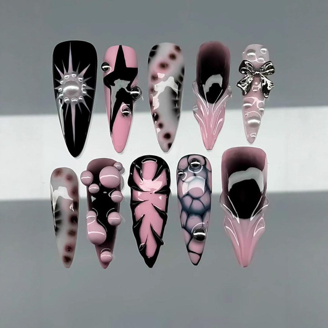 Ocean-Inspired 3D Decorative Press-On Nail Set Stornfield