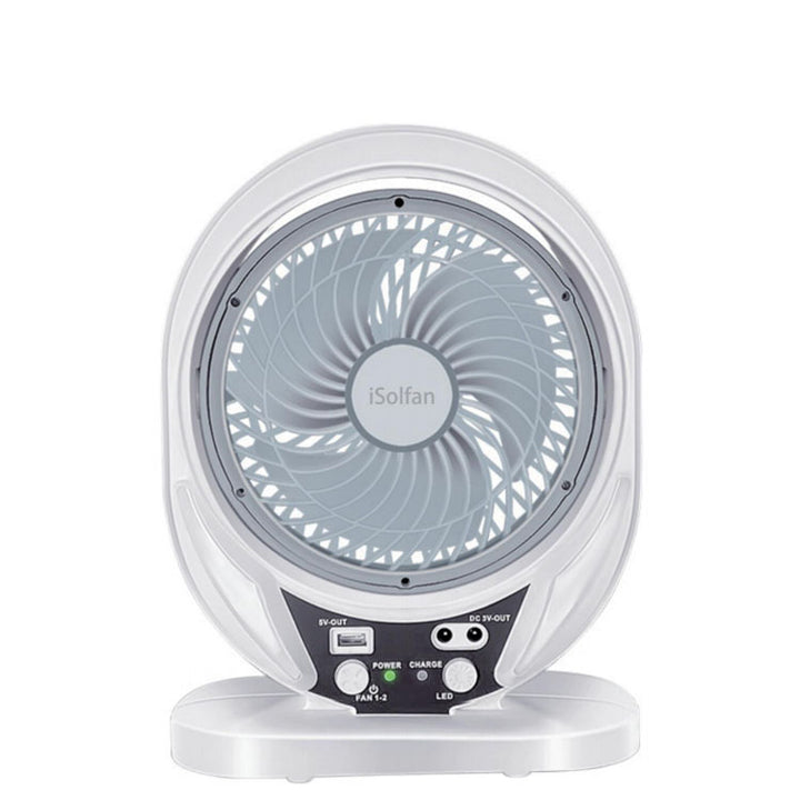Women Portable Solar Fan with Integrated LED Lighting and USB Connection Stornfield