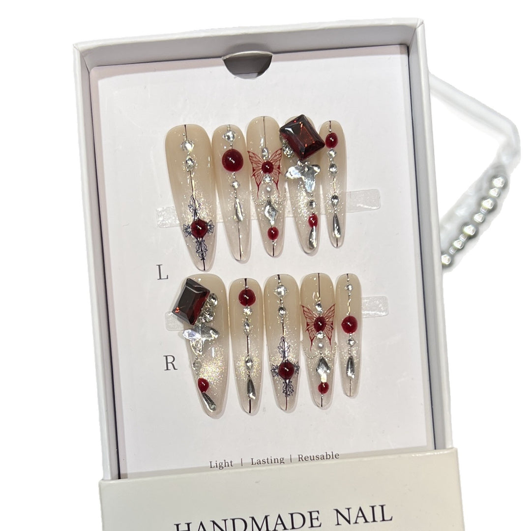 Artistic Floral Embellished Press-On Nail Set Stornfield