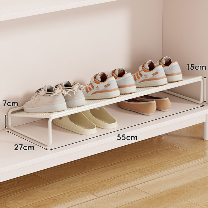 Low-Profile Metal Shoe Shelf Riser for Cabinet and Entryway