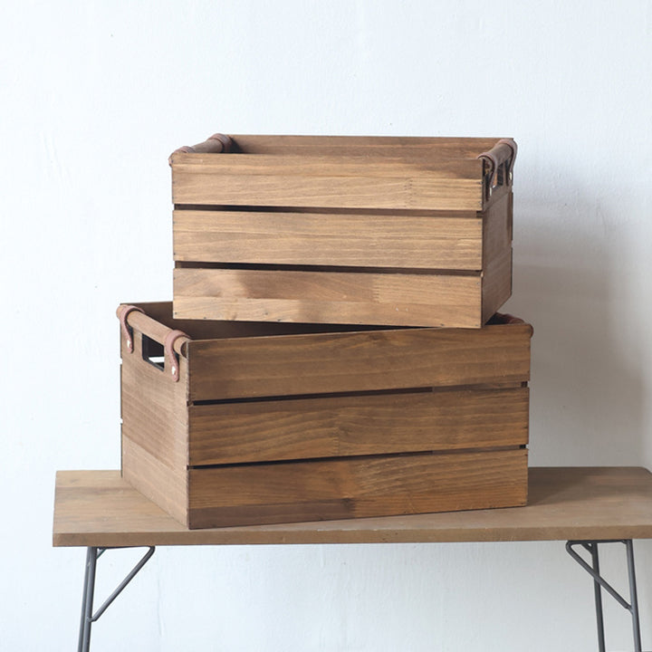 Robust storage basket made of wood Stornfield