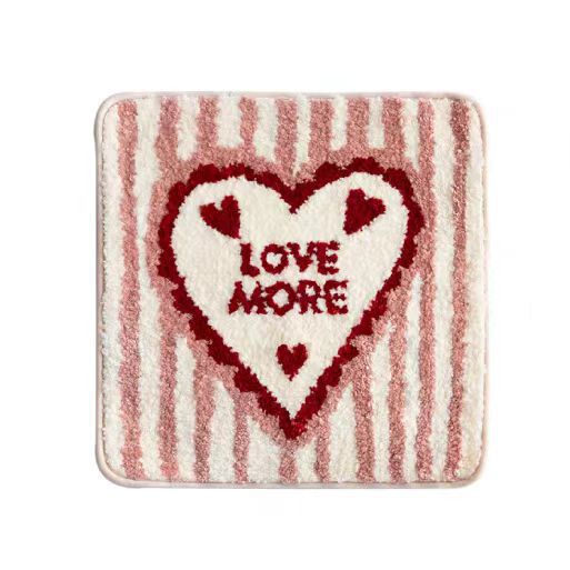 Plush Non-Slip Cotton Bath Mat with Hand-Tufted Cottage House Design