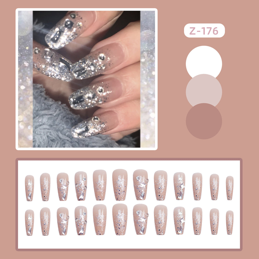 Glittery Rhinestone-Embellished Press-On Nail Set Stornfield