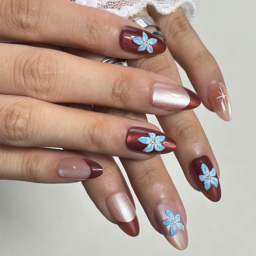 Elegant Floral Press-On Nail Set Stornfield