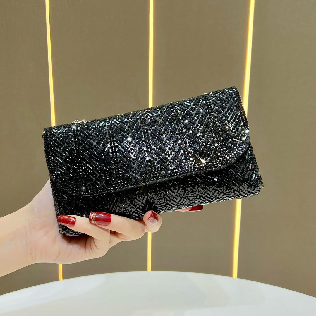 Decorative Crystal-Studded Evening Clutch