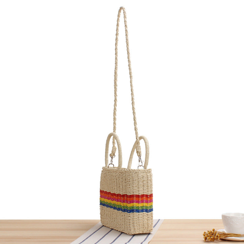 Braided shoulder bag with colorful striped design Stornfield