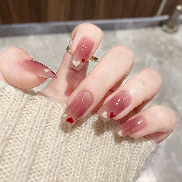Stylish heart and ombre design artificial nails Stornfield