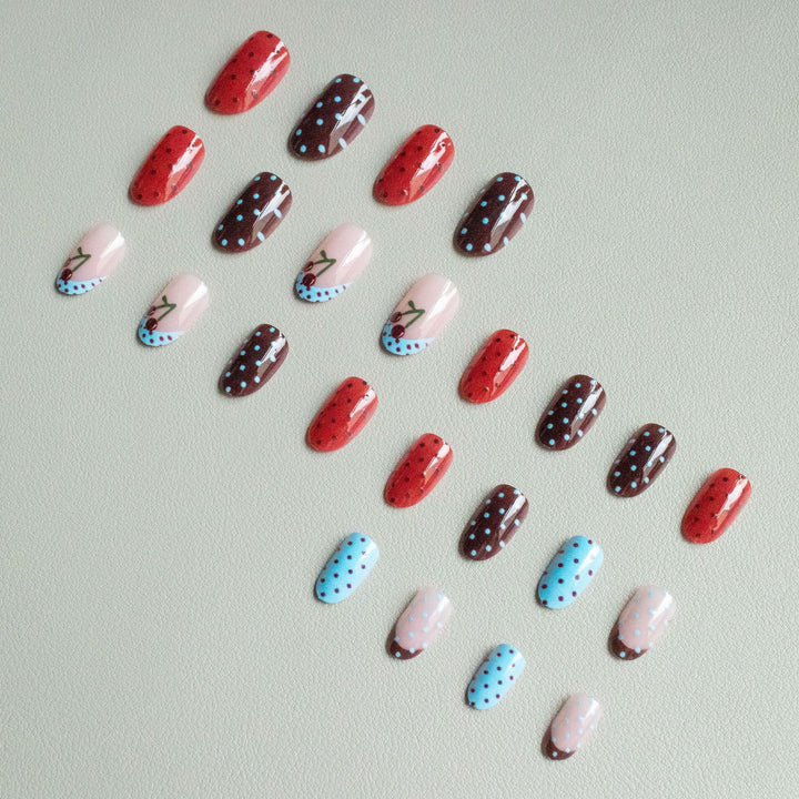 Artistic Cherry-Themed Nail Art Set