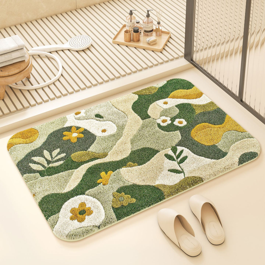 Autumn Leaf-Themed Plush Bath Mat for Bathroom