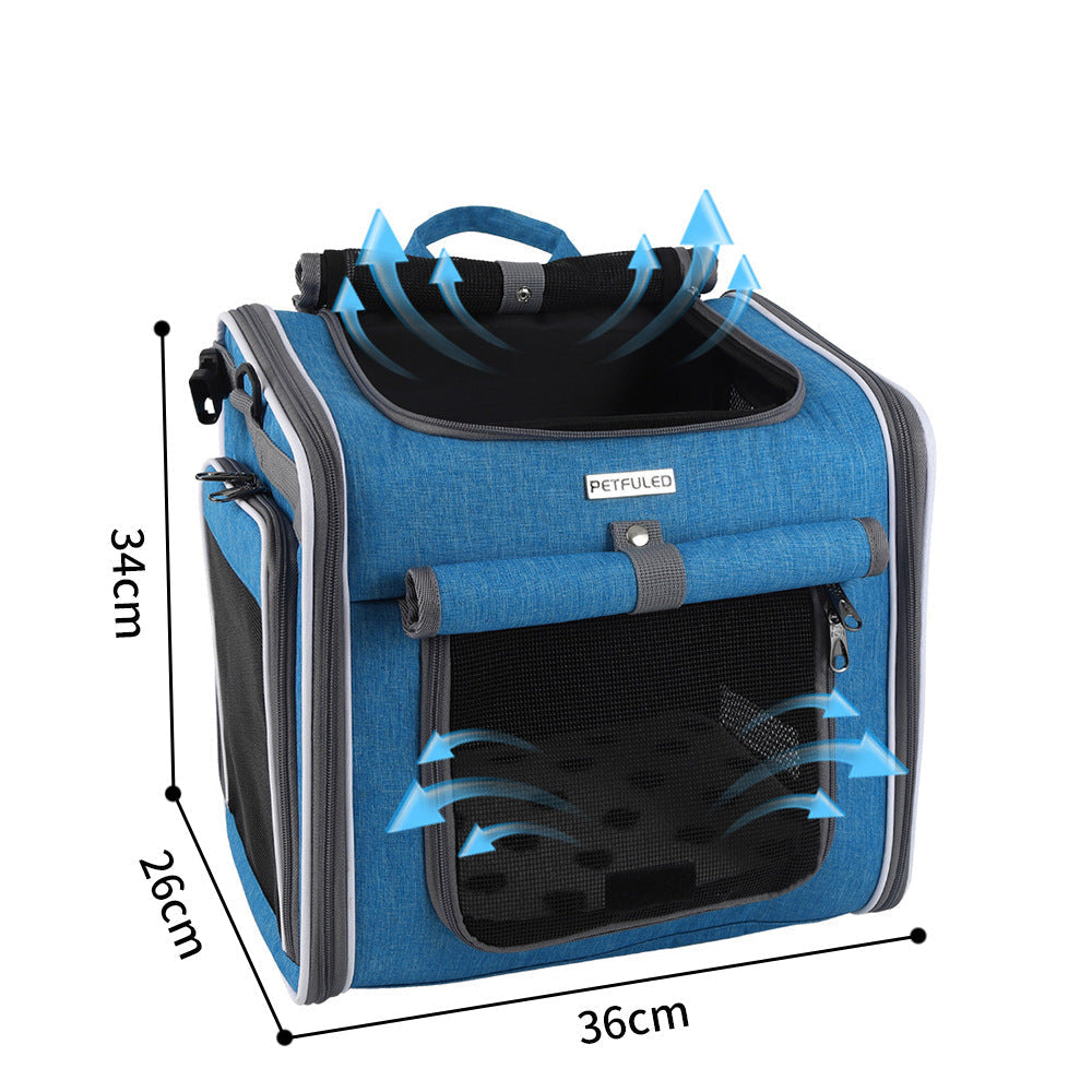 breathable bike-mounted pet carrier with mesh ventilation, top-entry access and safety leash Stornfield