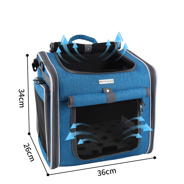 breathable bike-mounted pet carrier with mesh ventilation, top-entry access and safety leash Stornfield