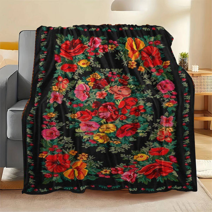 Floral Garden-Themed Plush Blanket