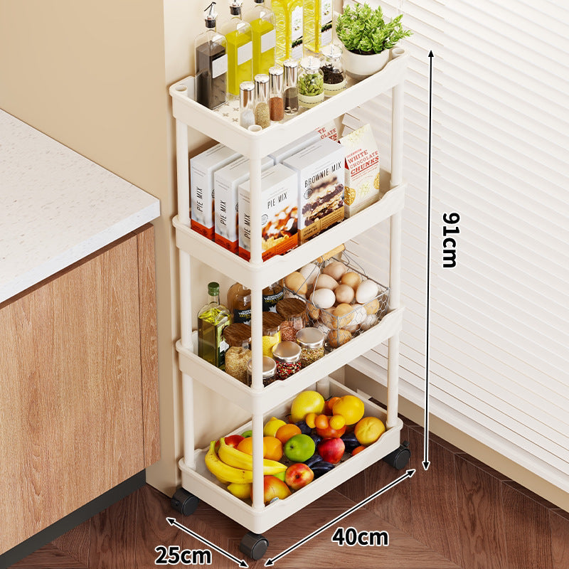 5-Tier Rolling Kitchen Storage Cart with Deep Plastic Baskets and Locking Casters