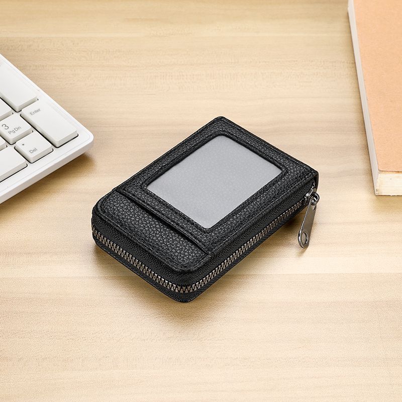 RFID-Blocking Textured Leather Zip Card Holder Stornfield