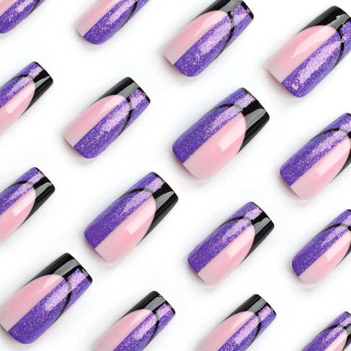 Artful nail extensions with glamorous color gradient and glitter details Stornfield