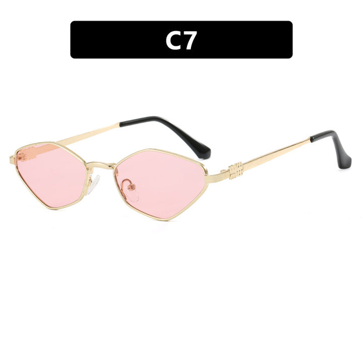 Women's geometric sunglasses with glossy metal frame and polarized lenses Stornfield